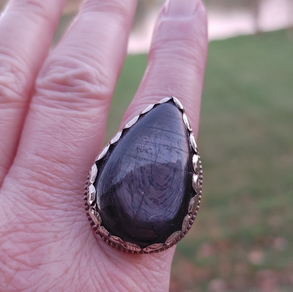 Tibetan Large Black Obsidion Ring (adjustable) - Picture 2 of 14
